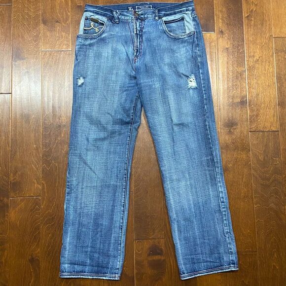 LRG Lifted Research Group Relaxed Dual Tone Denim Blue Jeans Mens Size W38 x L34 - Picture 3 of 9